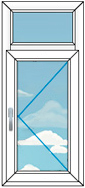 Окно с одной створкой и фрамугой размером 750x1520